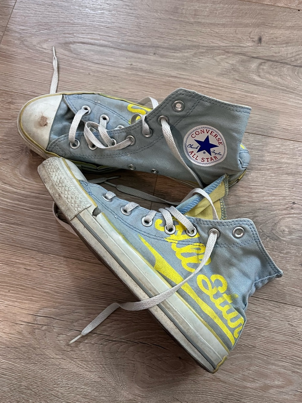 Converse All Star Light Blue Yellow High Tops circa 2006 Vtg/Near-Vintage